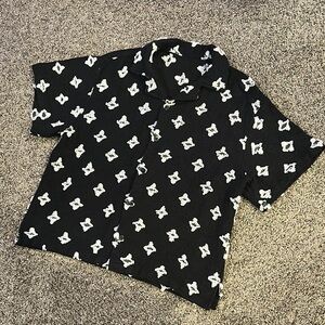 Black and White Patterned Men's Shirt